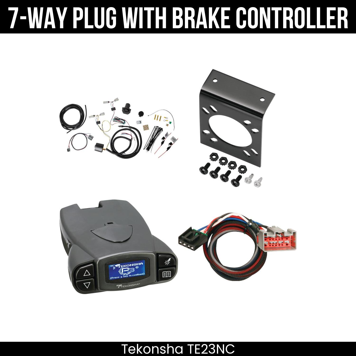 Trailer Wiring 7-Way Plug w/ Bracket , Tekonsha Prodigy P3 Brake Control