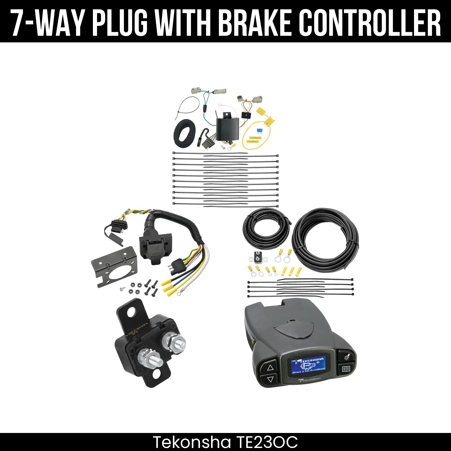 Trailer Wiring 7-Way Plug w/ Bracket , Tekonsha Prodigy P3 Brake Control