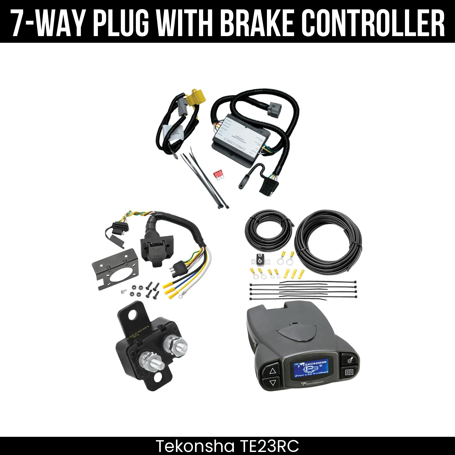 Trailer Wiring 7-Way Plug w/ Bracket , Tekonsha Prodigy P3 Brake Control