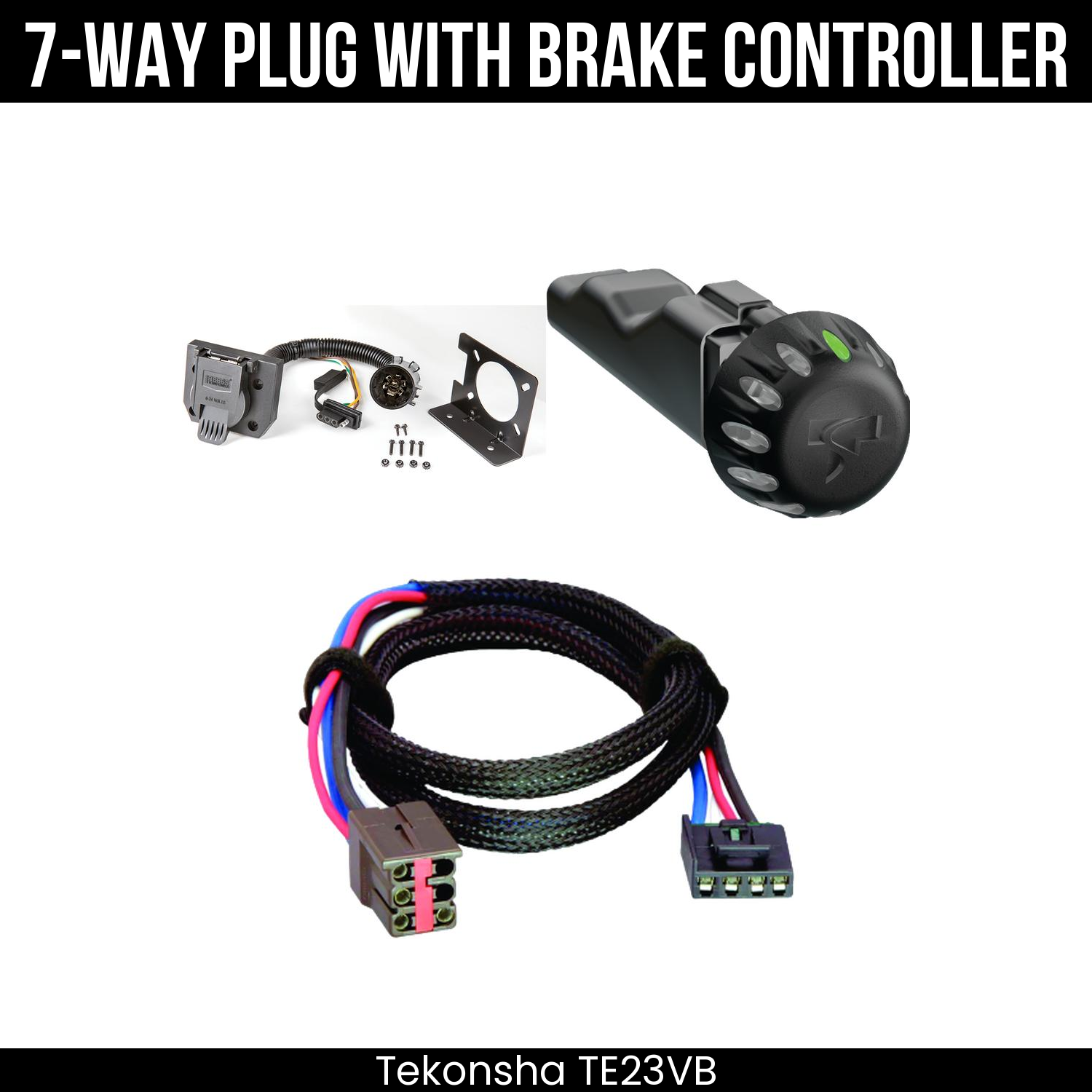 Trailer Wiring 7-Way Plug w/ Bracket , Tekonsha Voyager iD Smart Brake Control