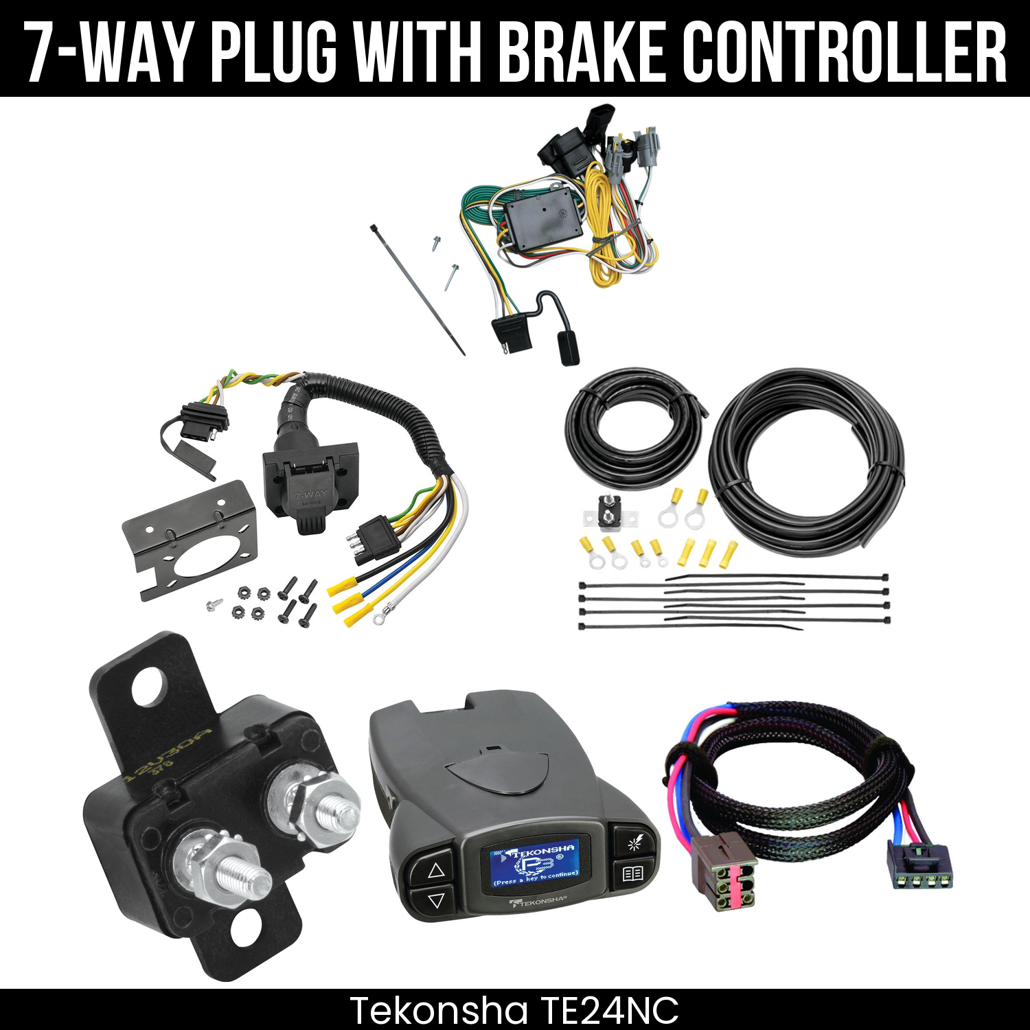 Trailer Wiring 7-Way Plug w/ Bracket , Tekonsha Prodigy P3 Brake Control