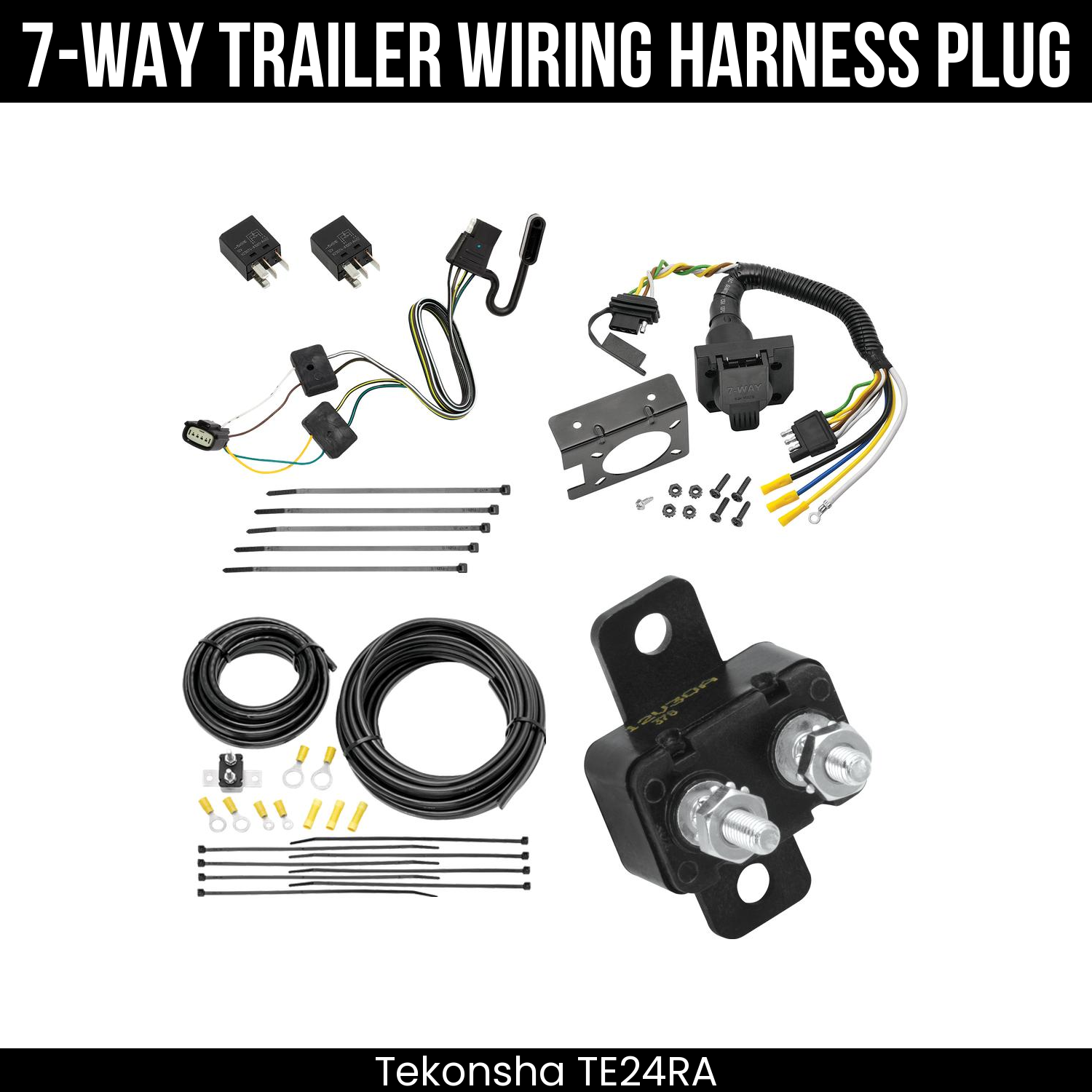 Trailer Wiring 7-Way Plug w/ Bracket