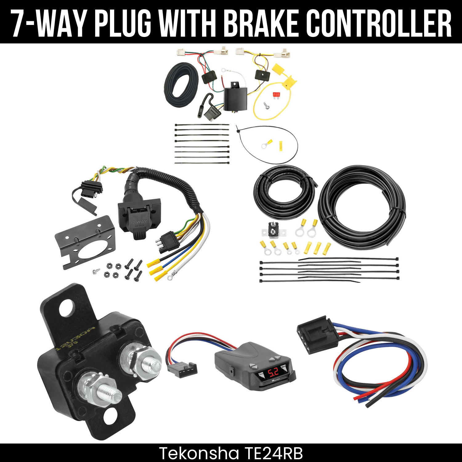 Trailer Wiring 7-Way Plug w/ Bracket , Tekonsha Brakeman IV Brake Control