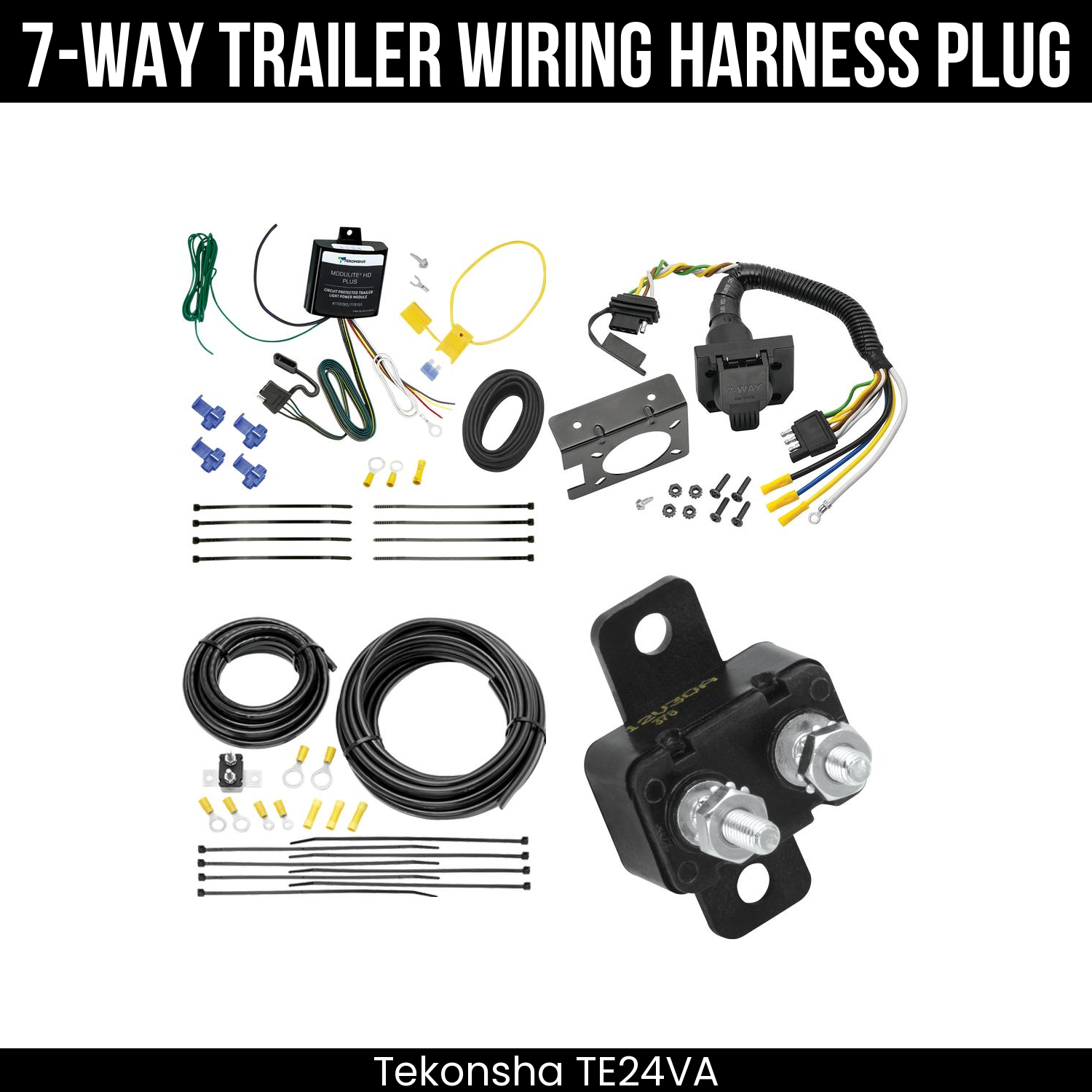 Trailer Wiring 7-Way Plug w/ Bracket