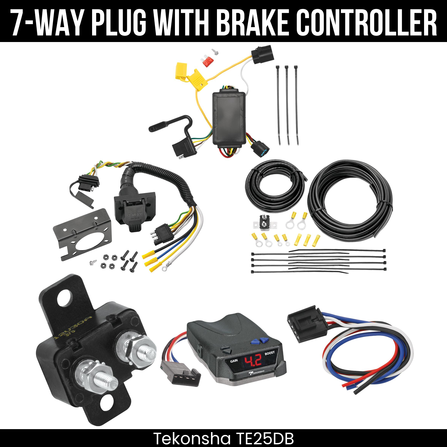 Trailer Wiring 7-Way Plug w/ Bracket , Tekonsha Brake EVN Control