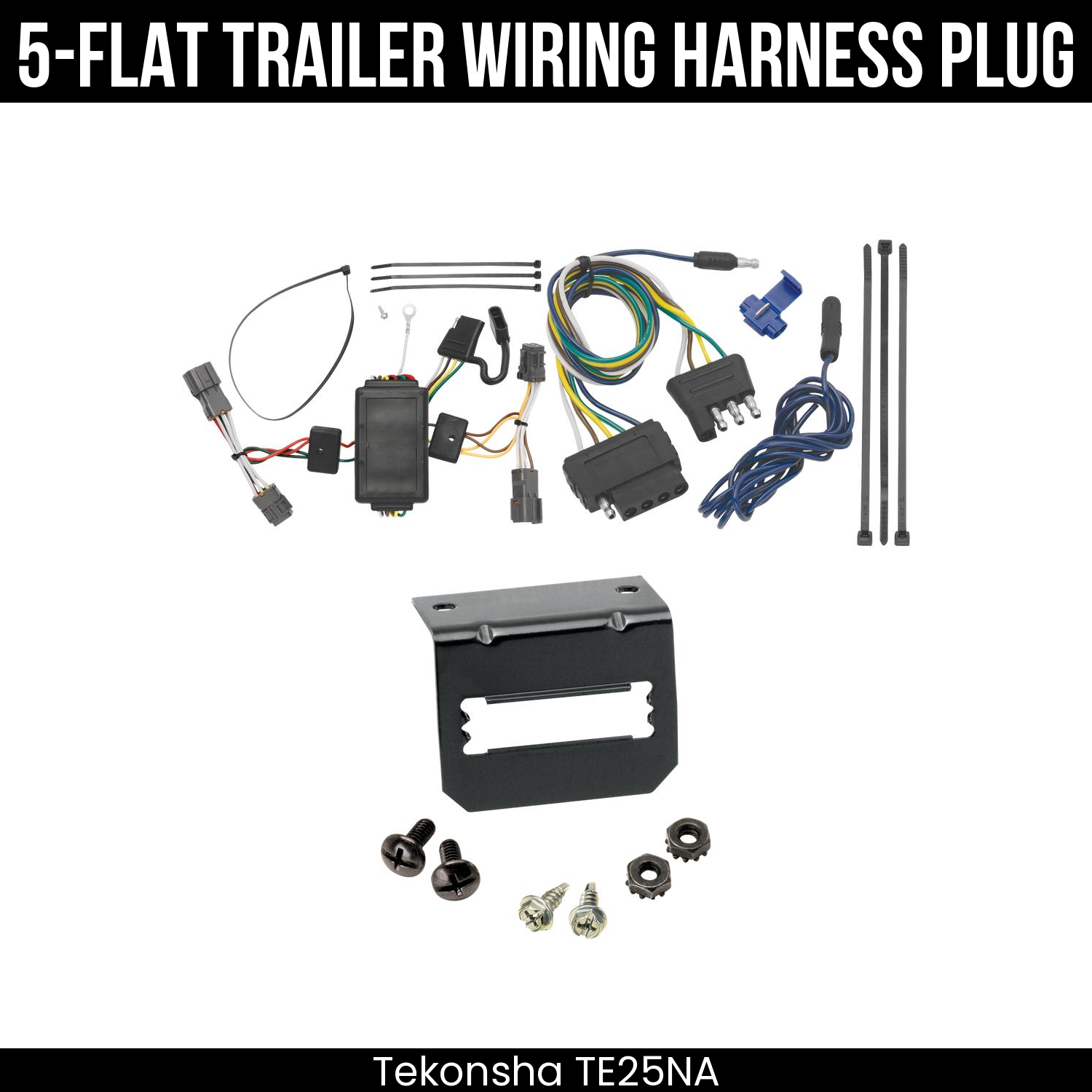 Trailer Wiring 5-Flat Plug w/ Bracket