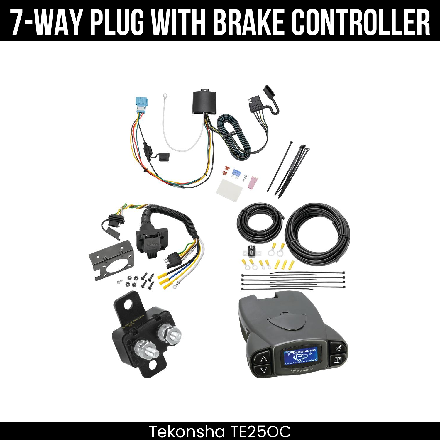 Trailer Wiring 7-Way Plug w/ Bracket , Tekonsha Prodigy P3 Brake Control
