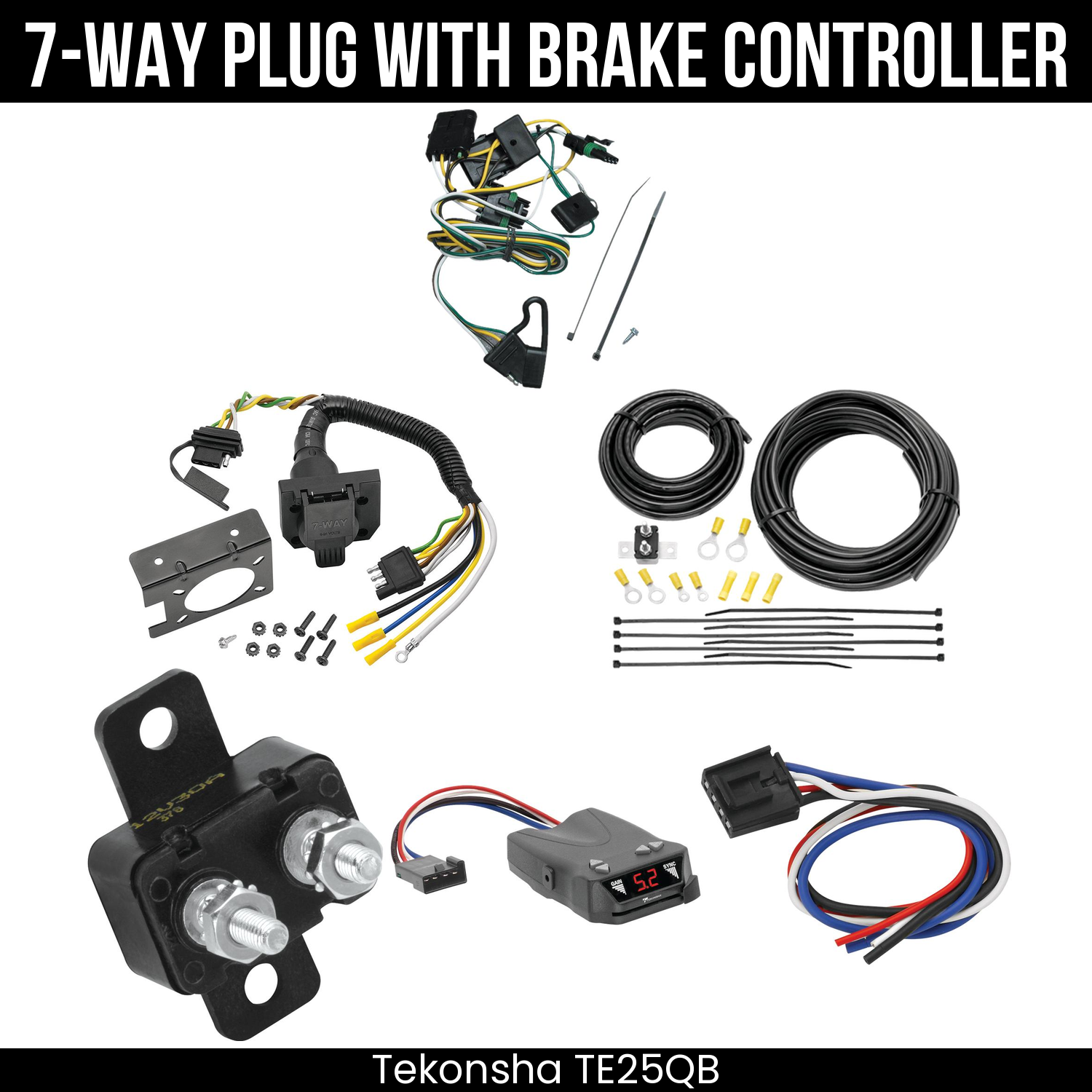 Trailer Wiring 7-Way Plug w/ Bracket , Tekonsha Brakeman IV Brake Control