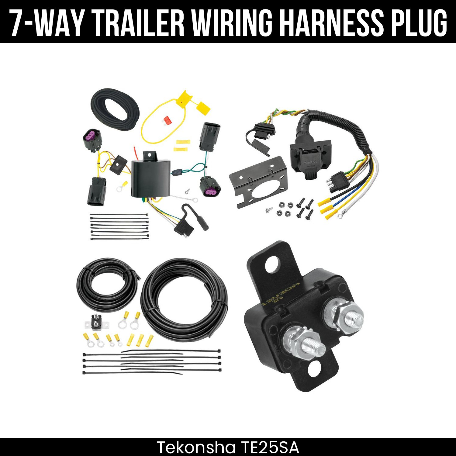 Trailer Wiring 7-Way Plug w/ Bracket