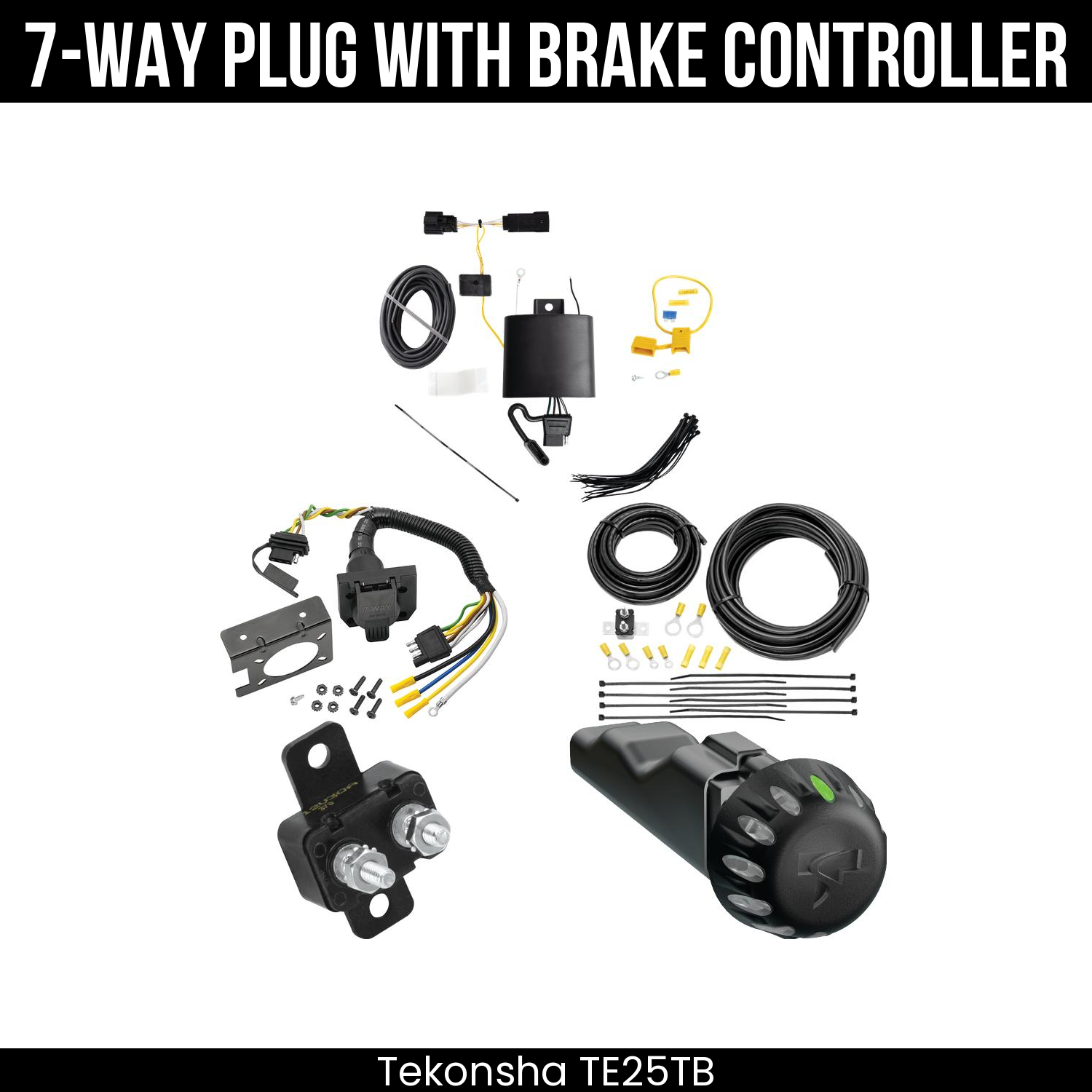 Trailer Wiring 7-Way Plug w/ Bracket , Tekonsha Voyager iD Smart Brake Control