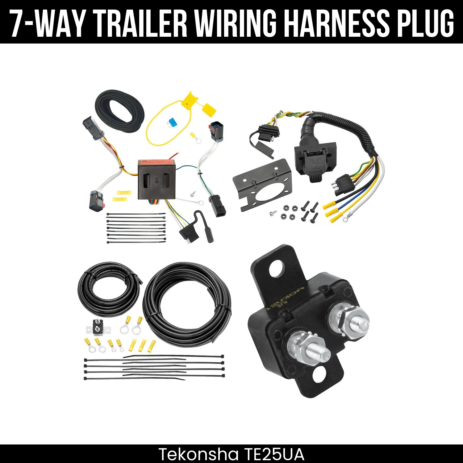 Trailer Wiring 7-Way Plug w/ Bracket