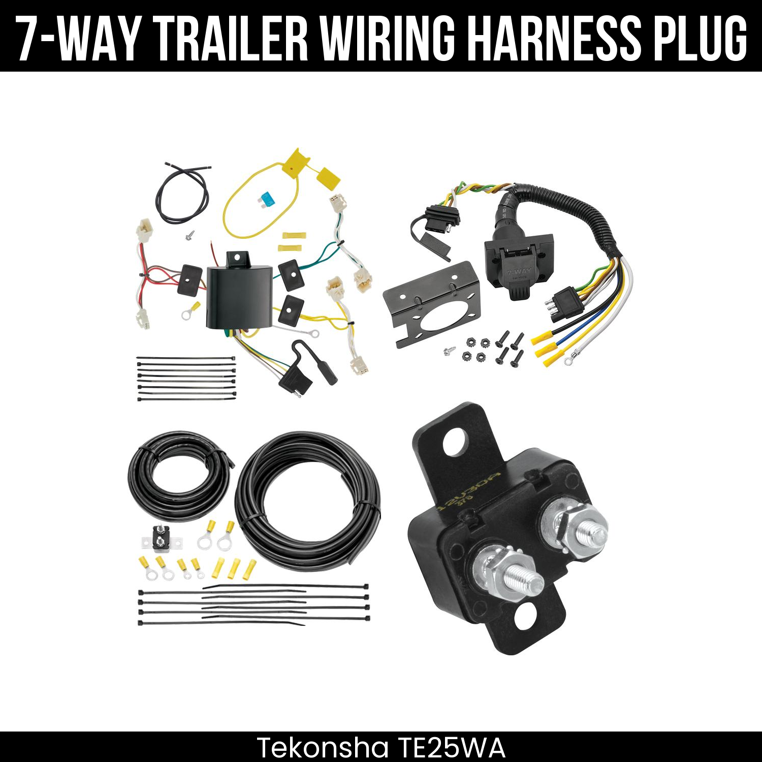 Trailer Wiring 7-Way Plug w/ Bracket
