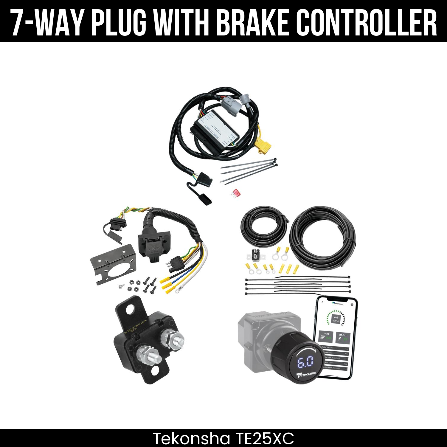 Trailer Wiring 7-Way Plug w/ Bracket , Tekonsha Prodigy iD Smart Brake Control