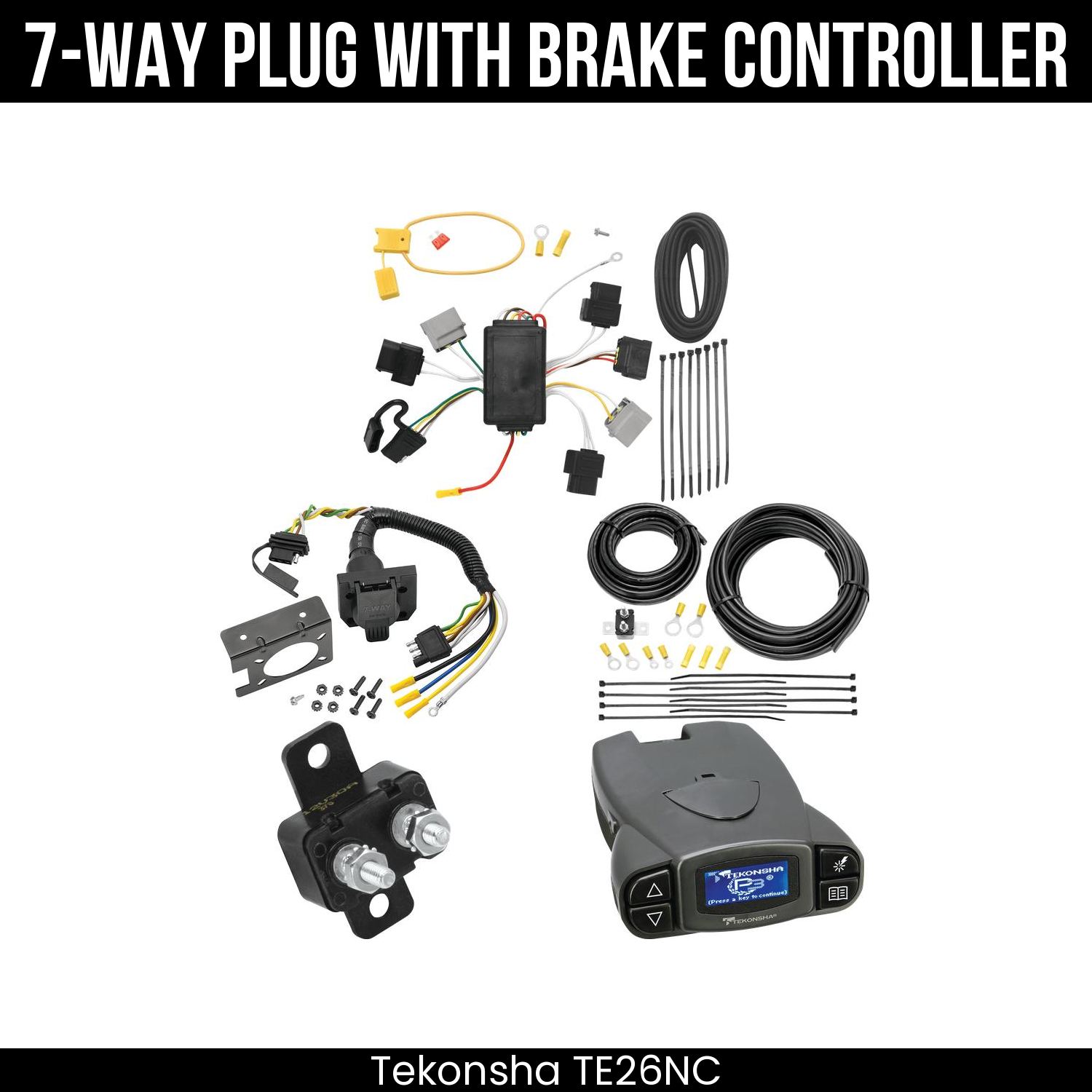 Trailer Wiring 7-Way Plug w/ Bracket , Tekonsha Prodigy P3 Brake Control