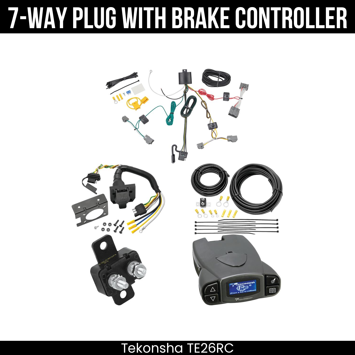 Trailer Wiring 7-Way Plug w/ Bracket , Tekonsha Prodigy P3 Brake Control