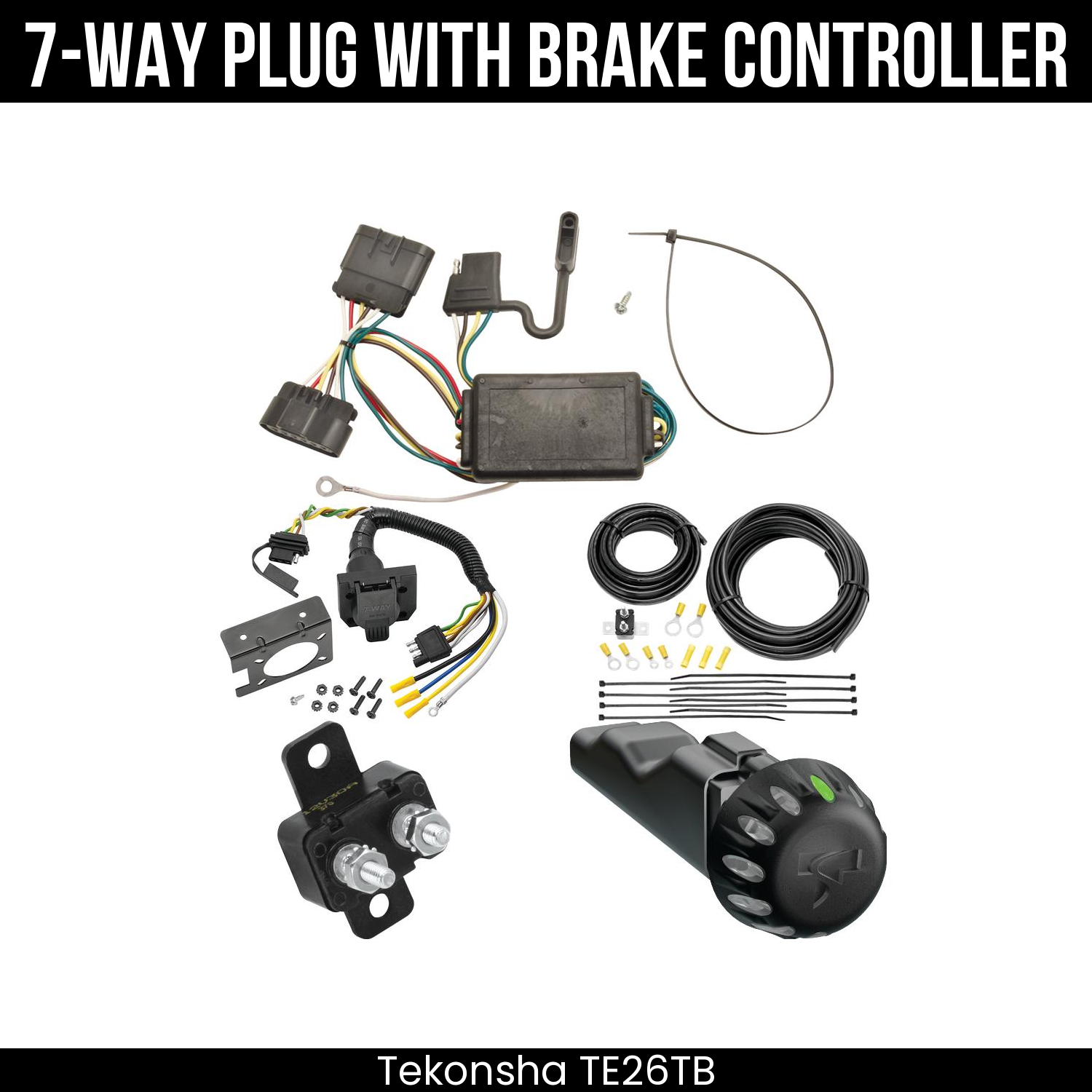 Trailer Wiring 7-Way Plug w/ Bracket , Tekonsha Voyager iD Smart Brake Control