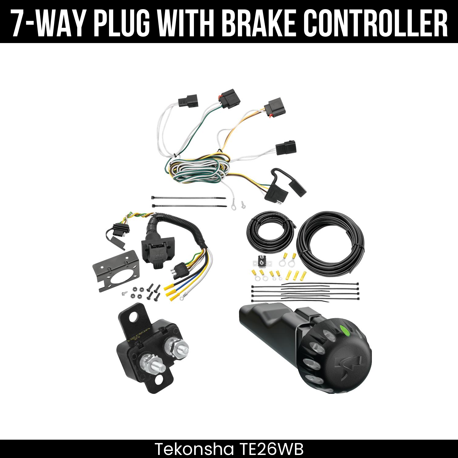 Trailer Wiring 7-Way Plug w/ Bracket , Tekonsha Voyager iD Smart Brake Control