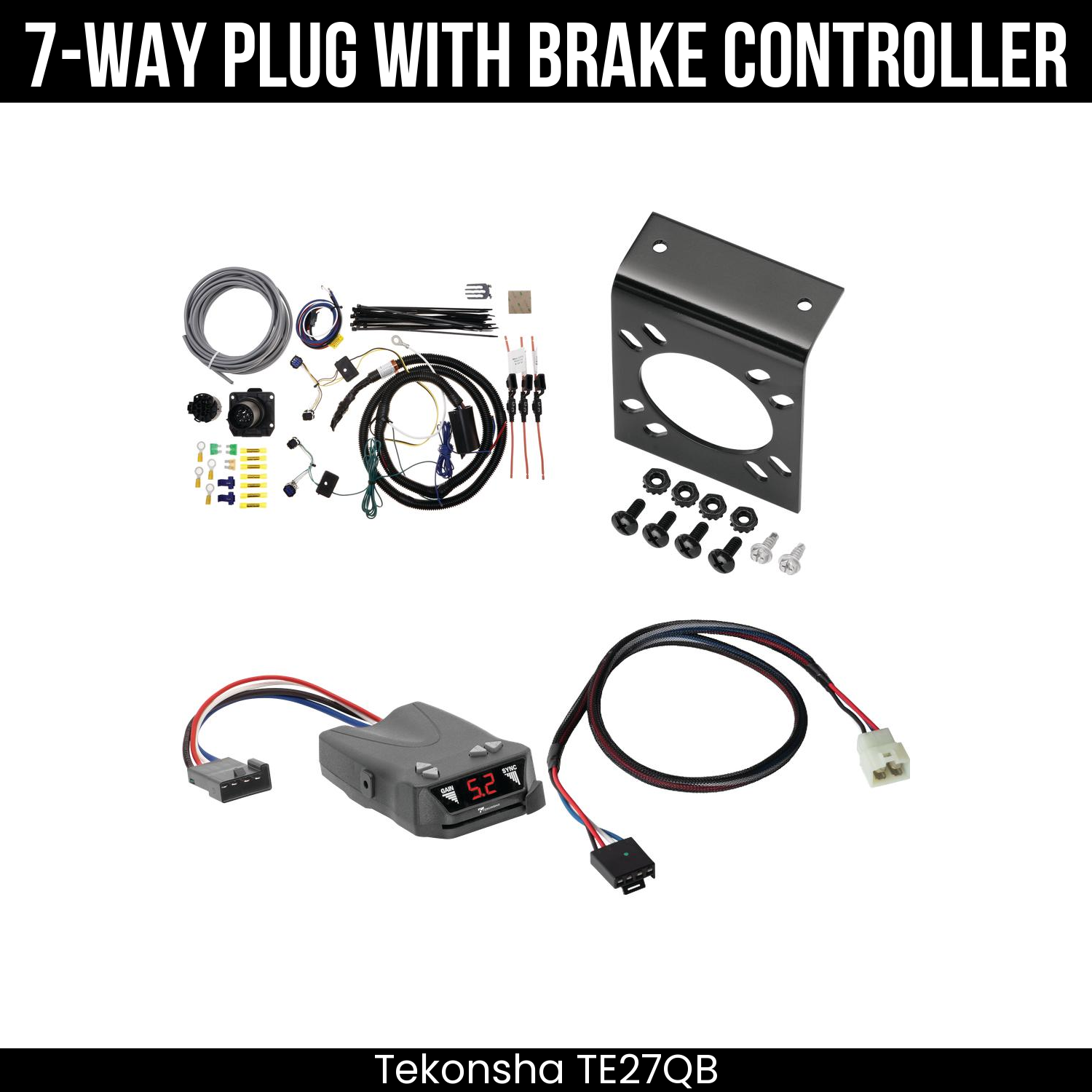 Trailer Wiring 7-Way Plug w/ Bracket , Tekonsha Brakeman IV Brake Control