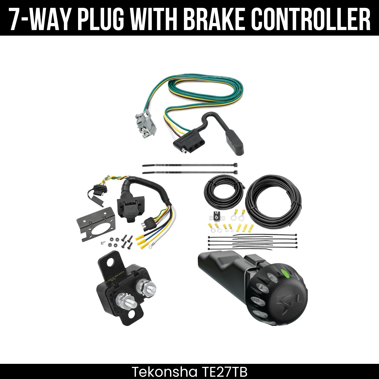 Trailer Wiring 7-Way Plug w/ Bracket , Tekonsha Voyager iD Smart Brake Control