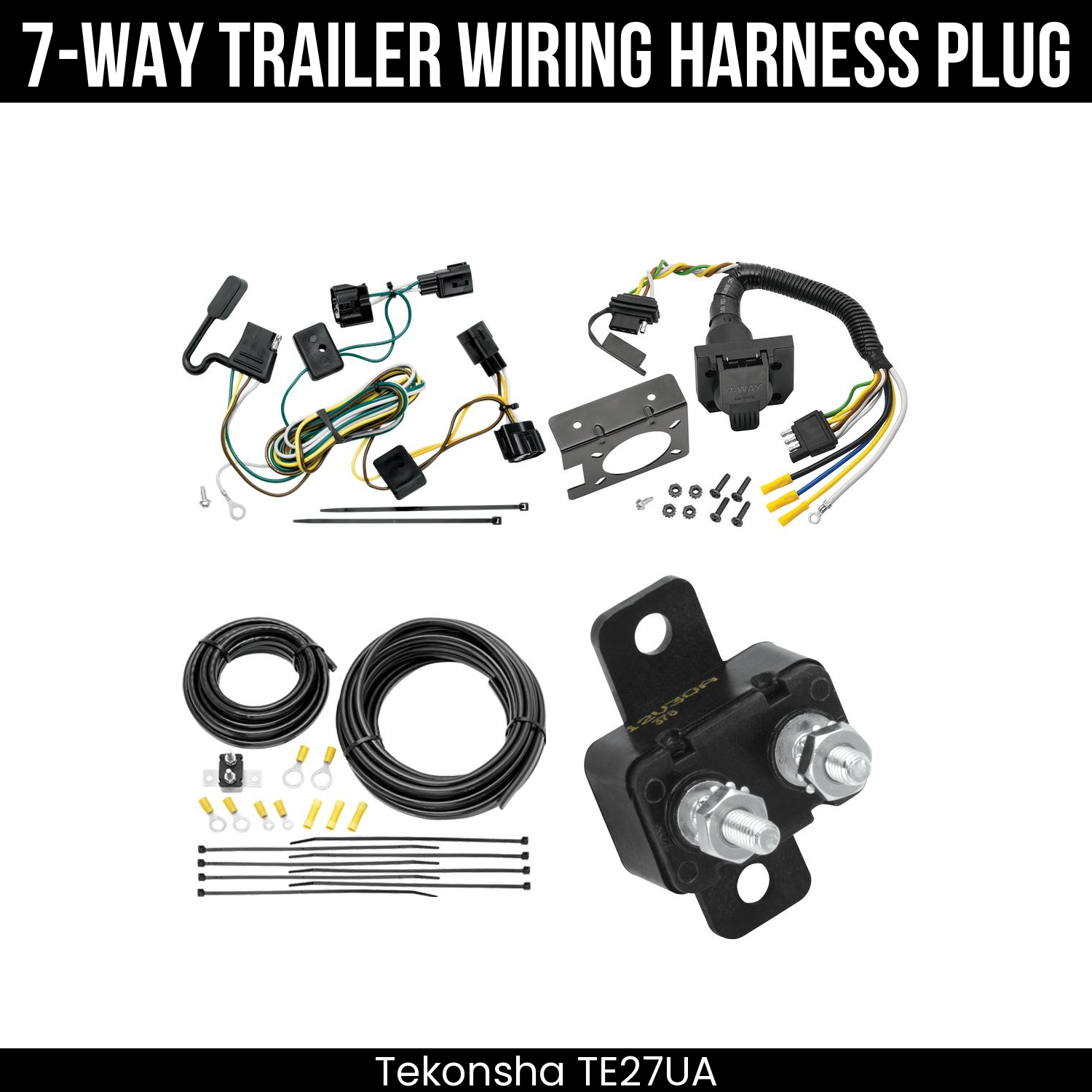 Trailer Wiring 7-Way Plug w/ Bracket