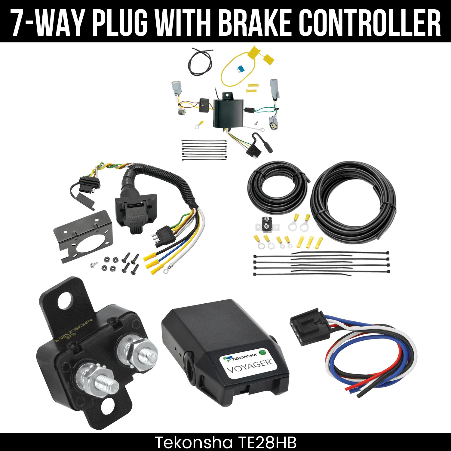 Trailer Wiring 7-Way Plug w/ Bracket , Tekonsha Voyager Brake Control