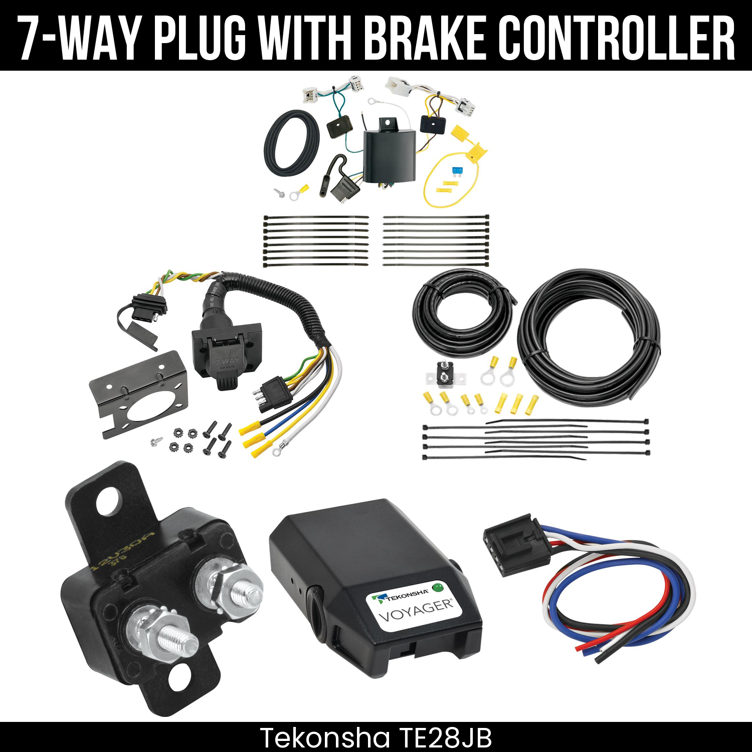 Trailer Wiring 7-Way Plug w/ Bracket , Tekonsha Voyager Brake Control