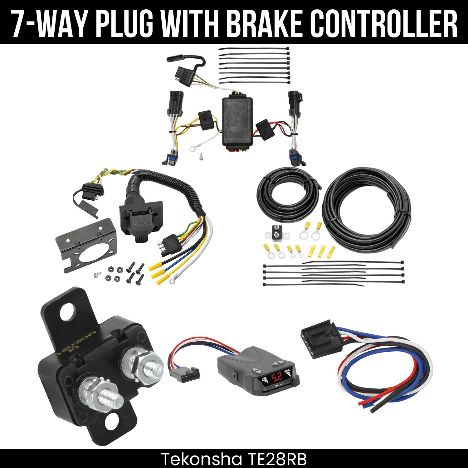 Trailer Wiring 7-Way Plug w/ Bracket , Tekonsha Brakeman IV Brake Control