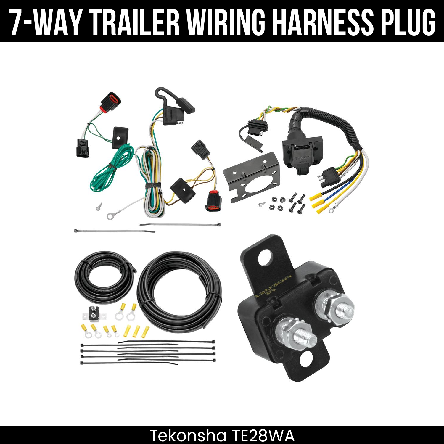 Trailer Wiring 7-Way Plug w/ Bracket