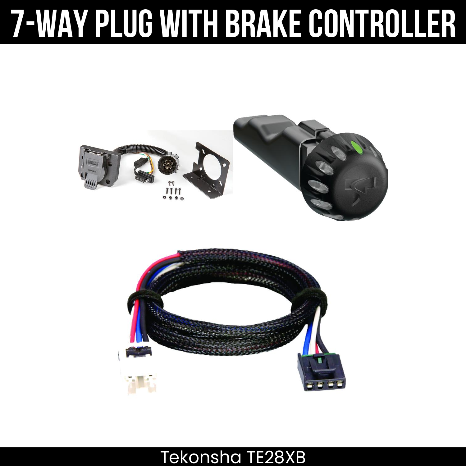 Trailer Wiring 7-Way Plug w/ Bracket , Tekonsha Voyager iD Smart Brake Control