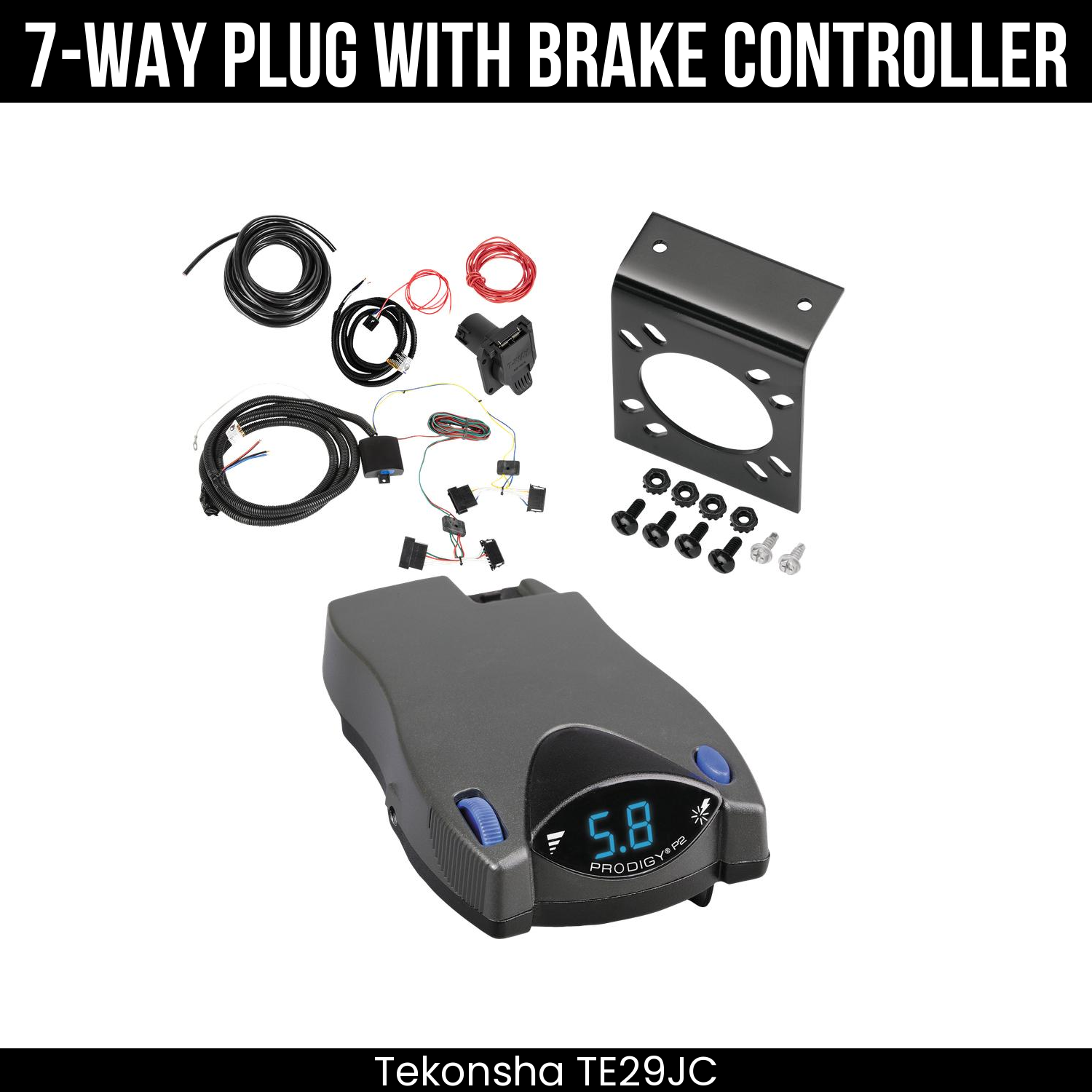 Trailer Wiring 7-Way Plug w/ Bracket , Tekonsha Prodigy P2 Brake Control