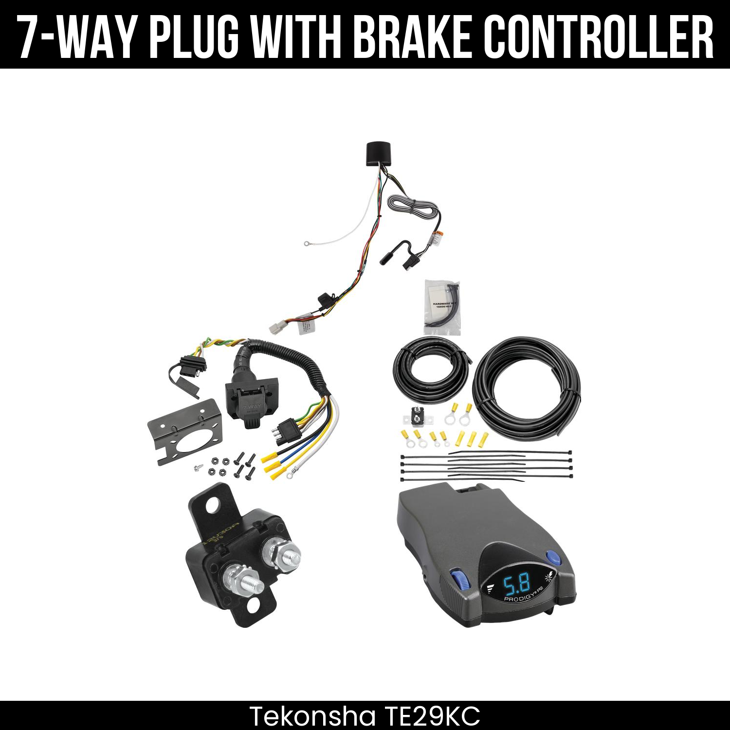 Trailer Wiring 7-Way Plug w/ Bracket , Tekonsha Prodigy P2 Brake Control