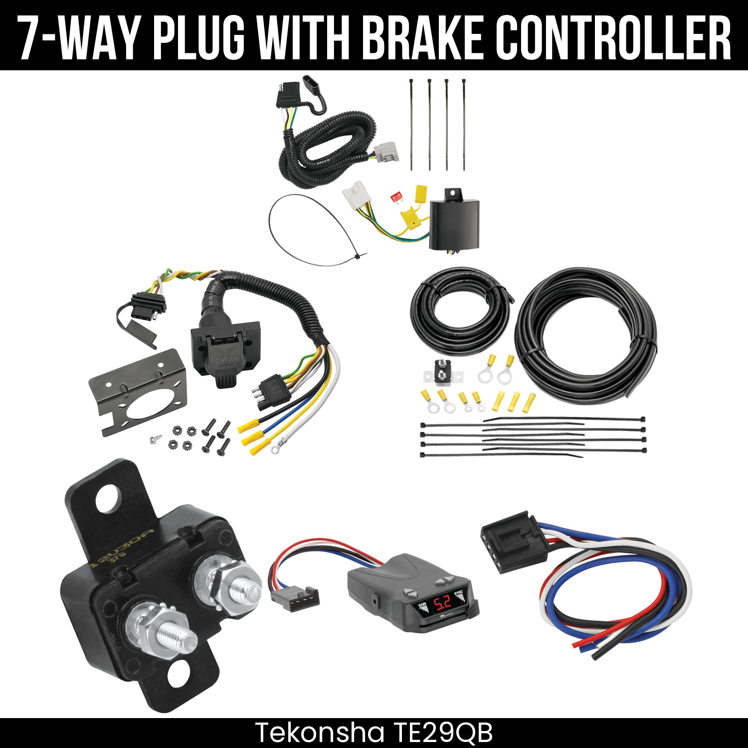 Trailer Wiring 7-Way Plug w/ Bracket , Tekonsha Brakeman IV Brake Control