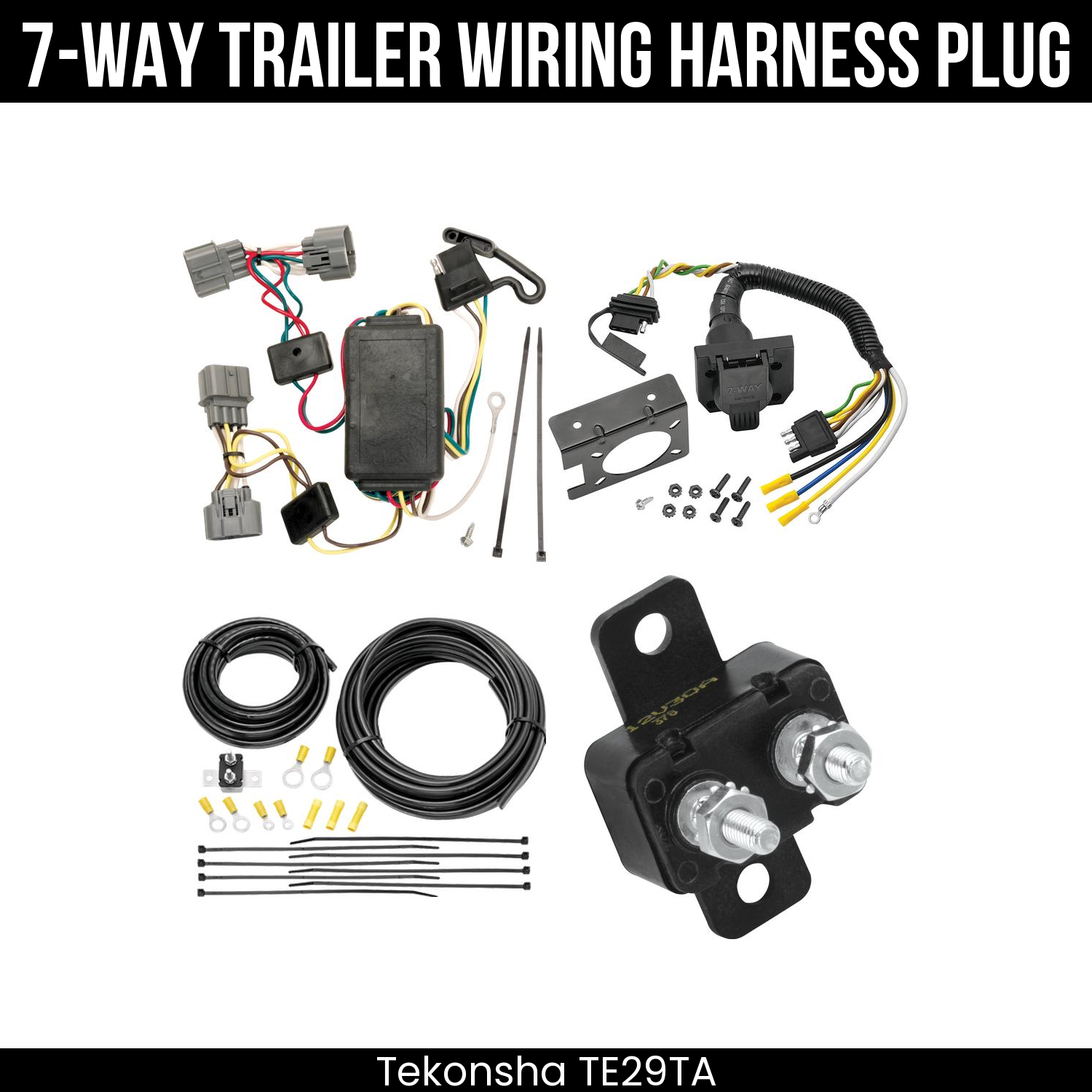 Trailer Wiring 7-Way Plug w/ Bracket