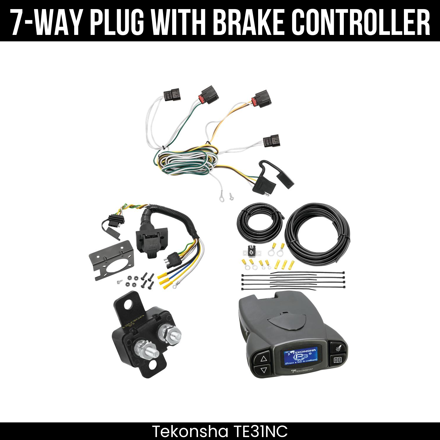 Trailer Wiring 7-Way Plug w/ Bracket , Tekonsha Prodigy P3 Brake Control