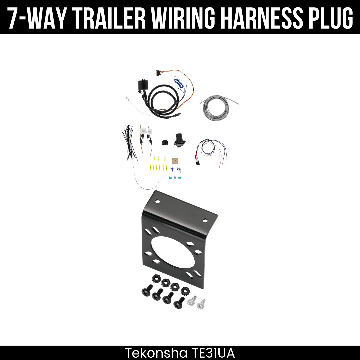 Trailer Wiring 7-Way Plug w/ Bracket