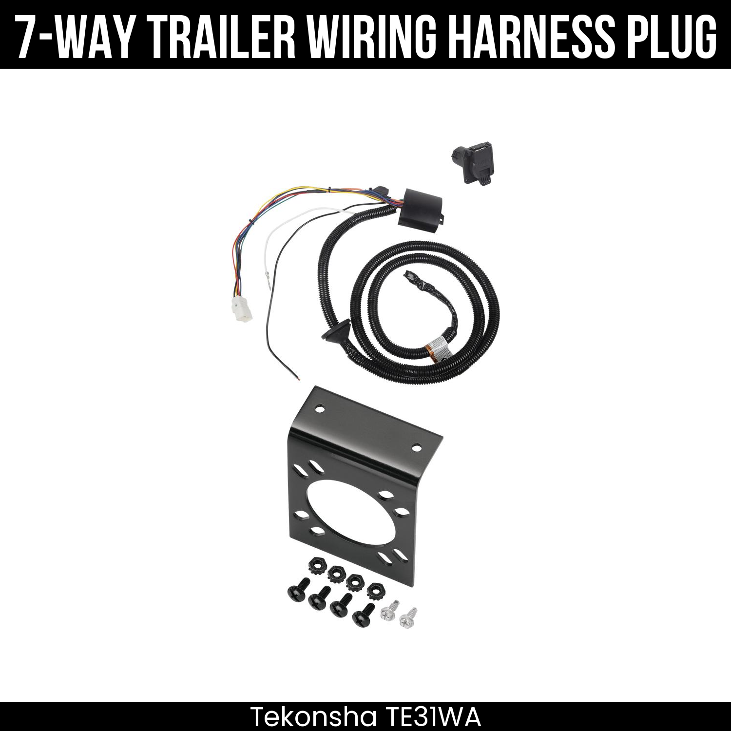 Trailer Wiring 7-Way Plug w/ Bracket