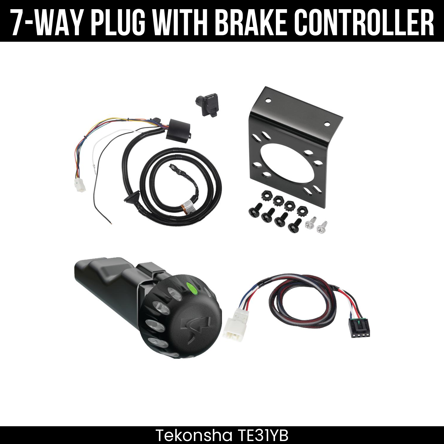 Trailer Wiring 7-Way Plug w/ Bracket , Tekonsha Voyager iD Smart Brake Control