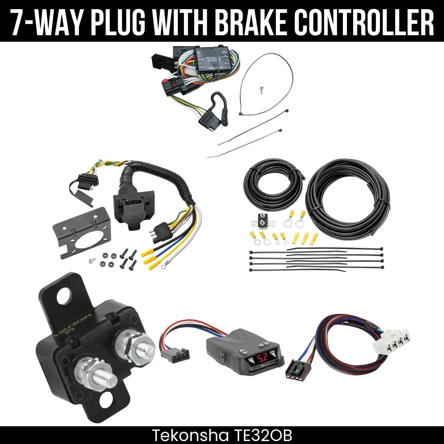 Trailer Wiring 7-Way Plug w/ Bracket , Tekonsha Brakeman IV Brake Control