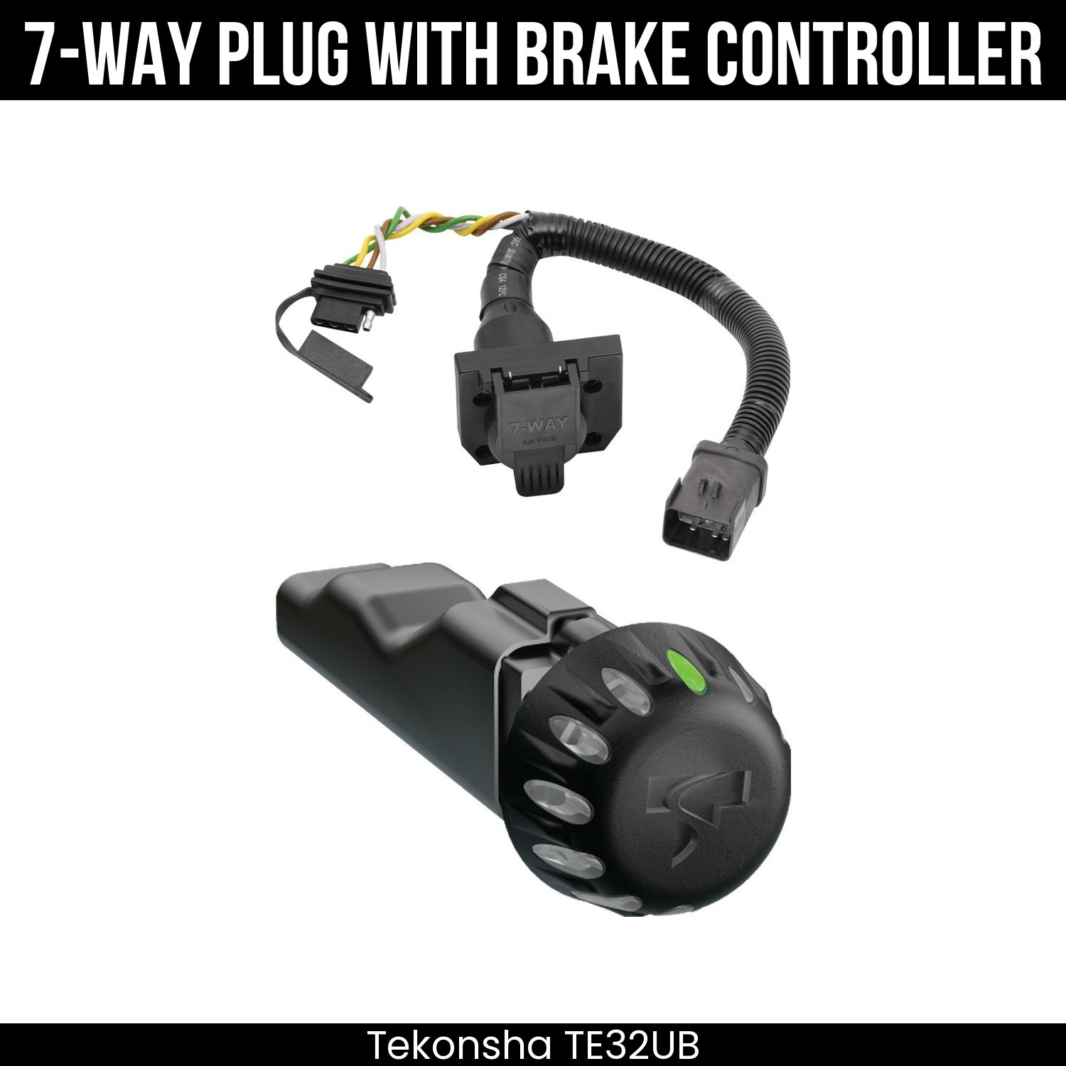 Trailer Wiring 7-Way Plug w/ Bracket , Tekonsha Voyager iD Smart Brake Control