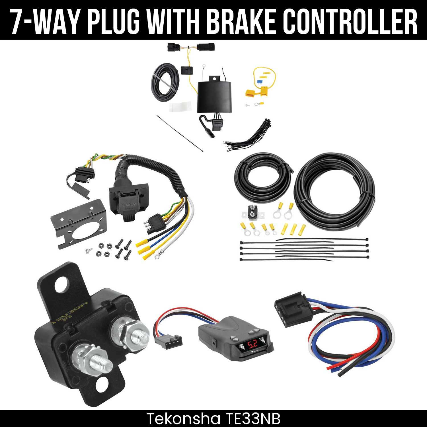 Trailer Wiring 7-Way Plug w/ Bracket , Tekonsha Brakeman IV Brake Control