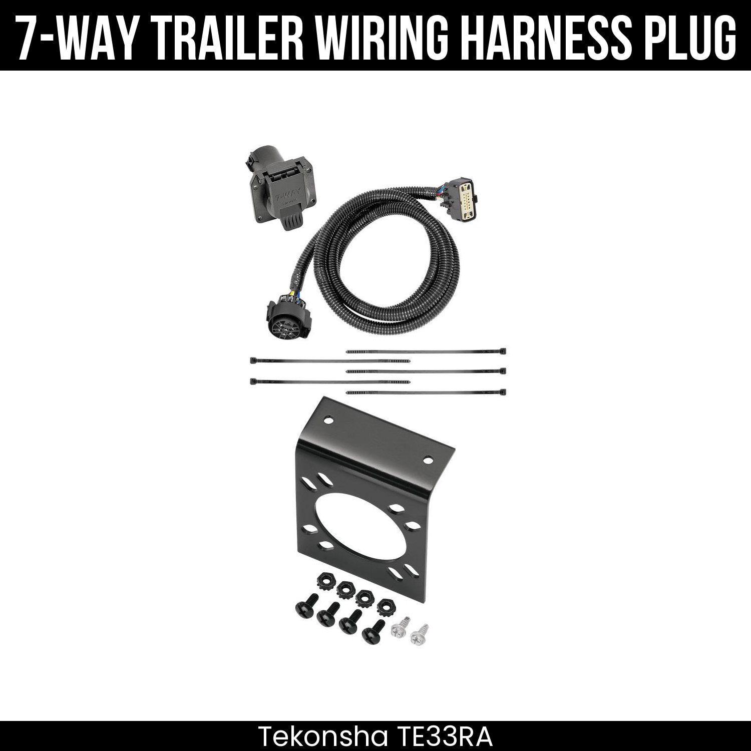 Trailer Wiring 7-Way Plug w/ Bracket