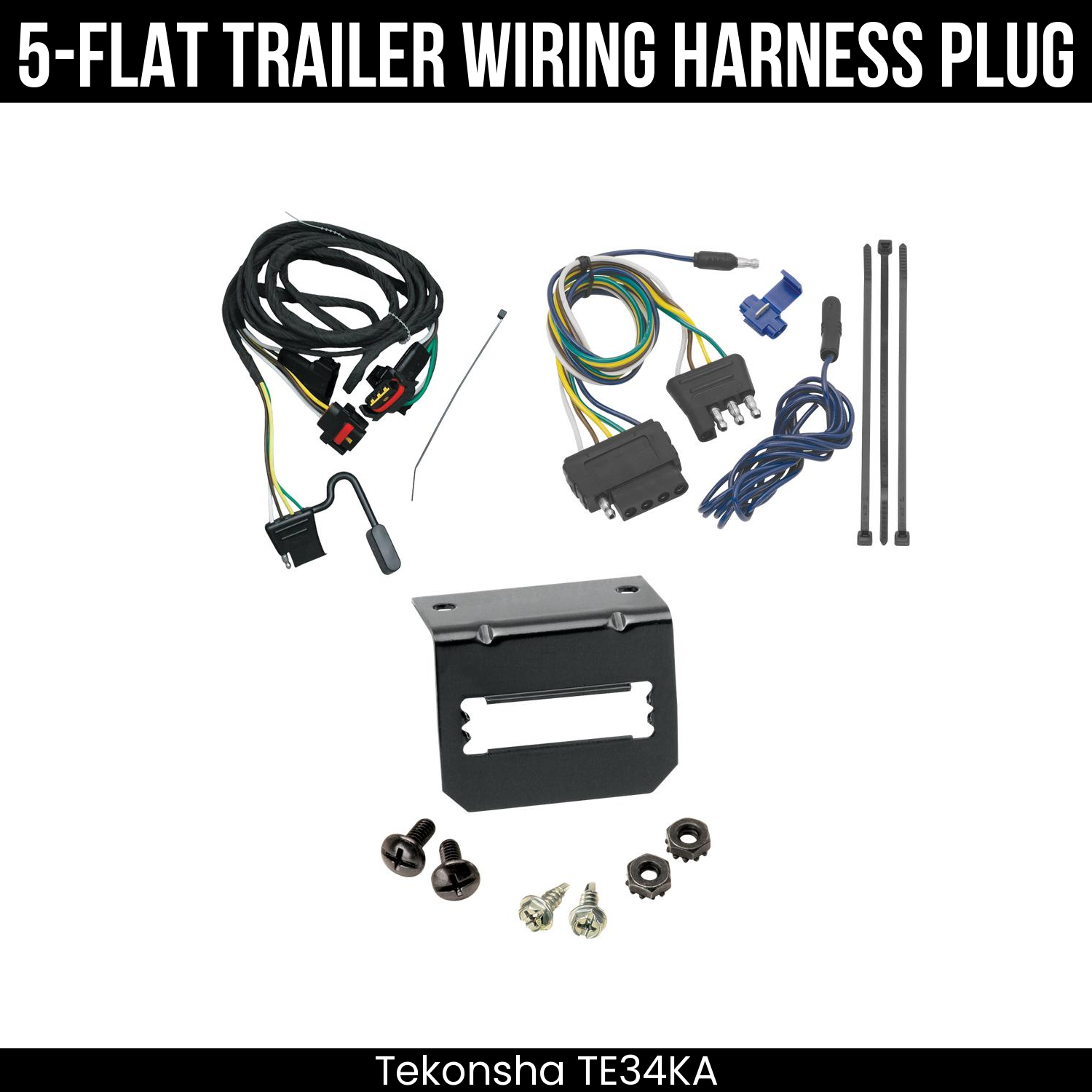Trailer Wiring 5-Flat Plug w/ Bracket