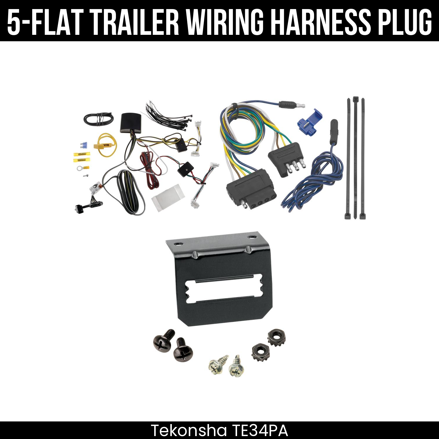 Trailer Wiring 5-Flat Plug w/ Bracket