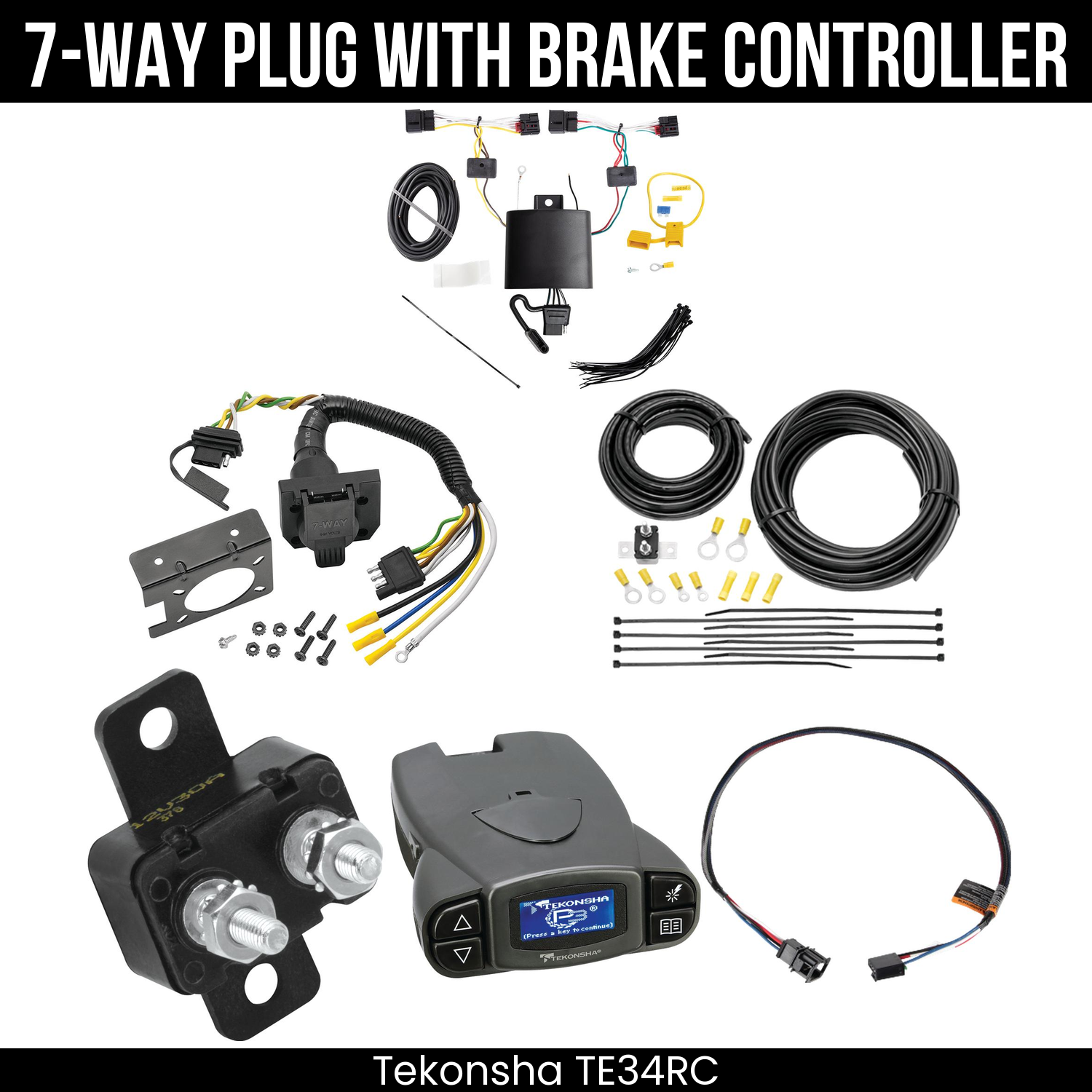Trailer Wiring 7-Way Plug w/ Bracket , Tekonsha Prodigy P3 Brake Control