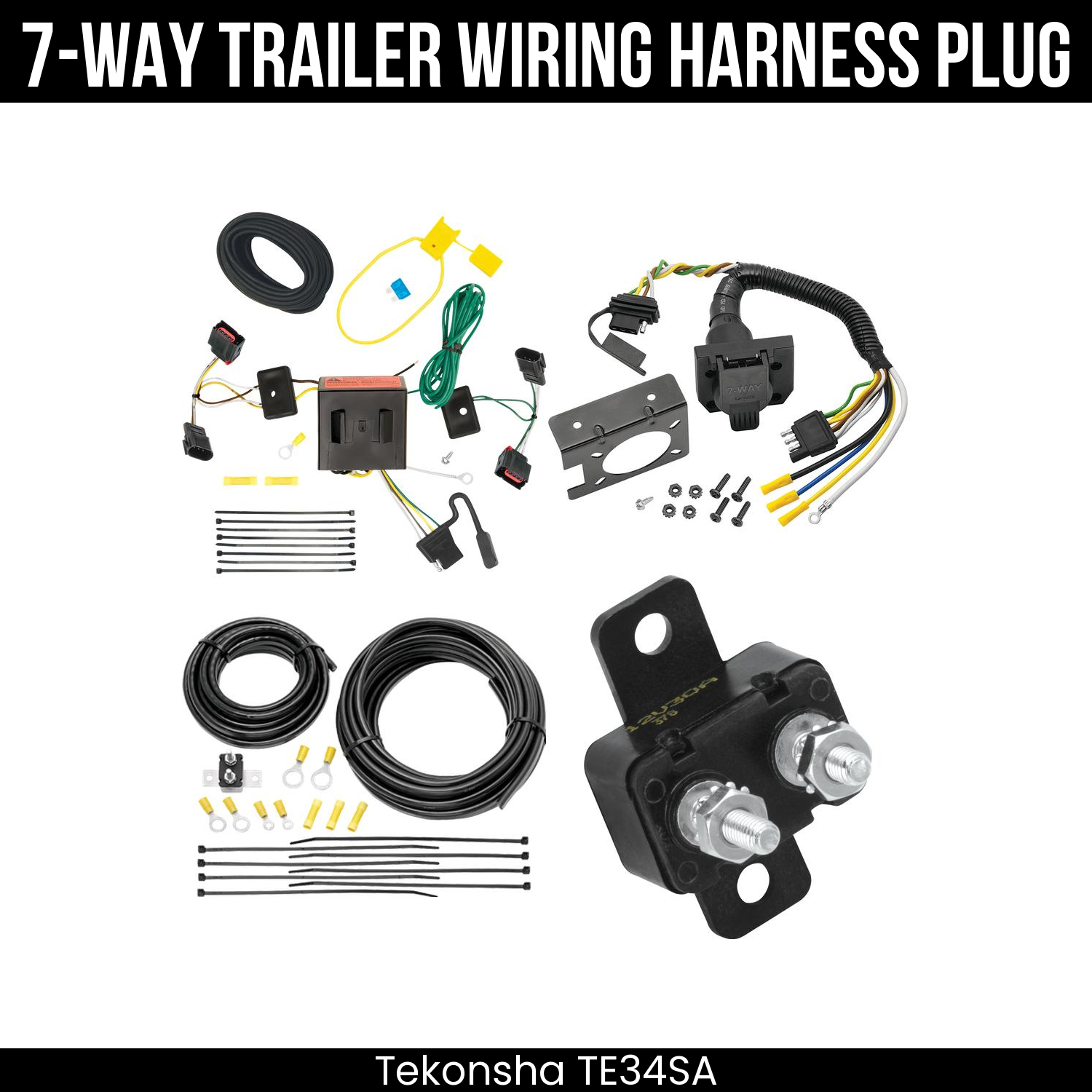 Trailer Wiring 7-Way Plug w/ Bracket