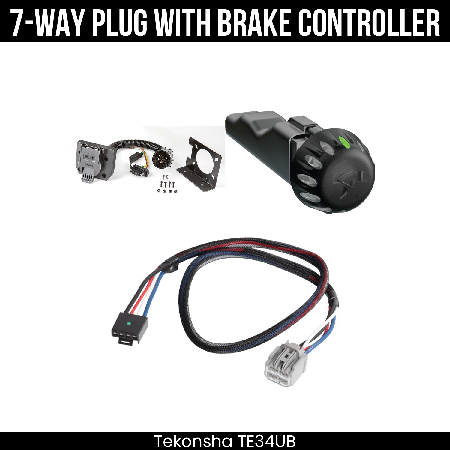 Trailer Wiring 7-Way Plug w/ Bracket , Tekonsha Voyager iD Smart Brake Control
