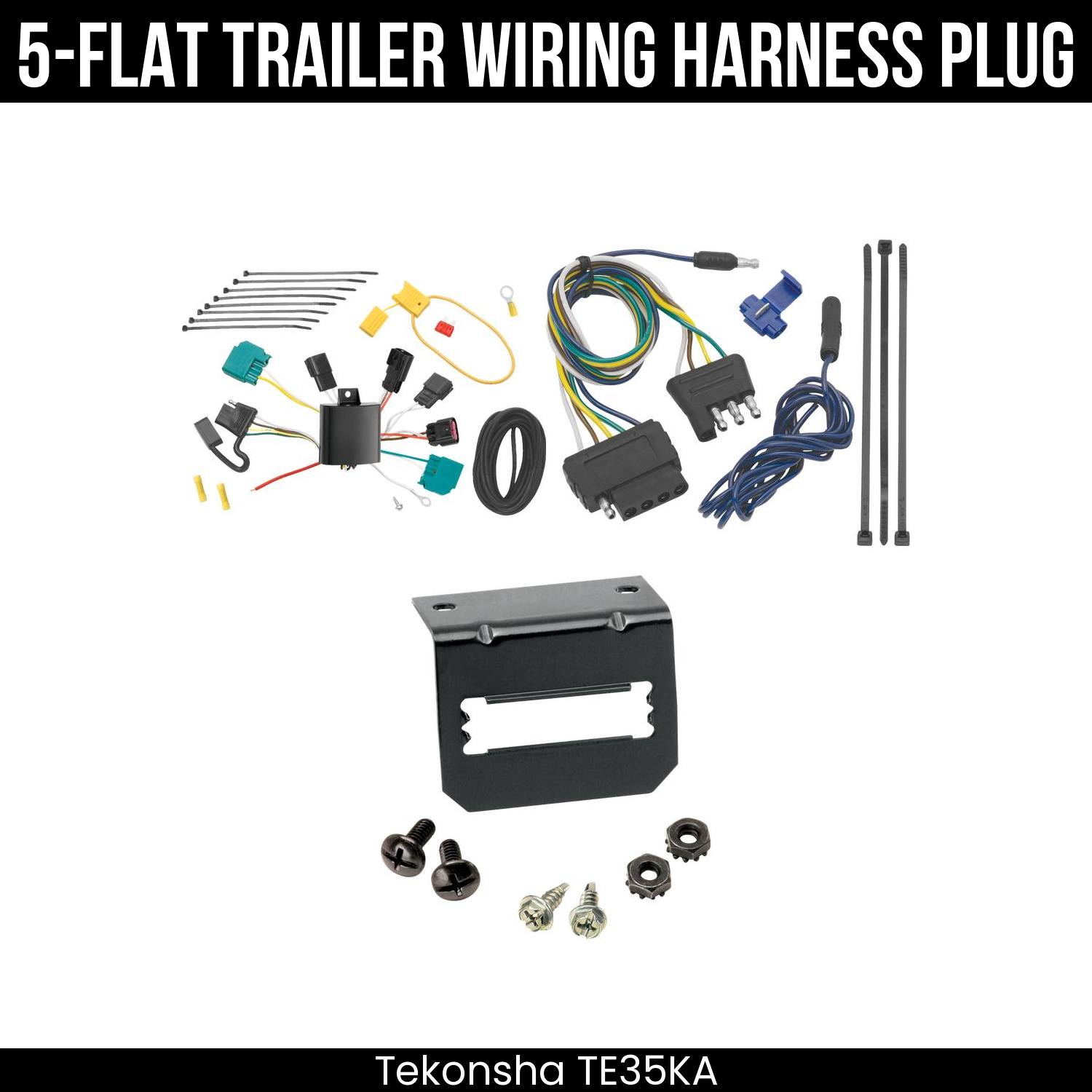 Trailer Wiring 5-Flat Plug w/ Bracket
