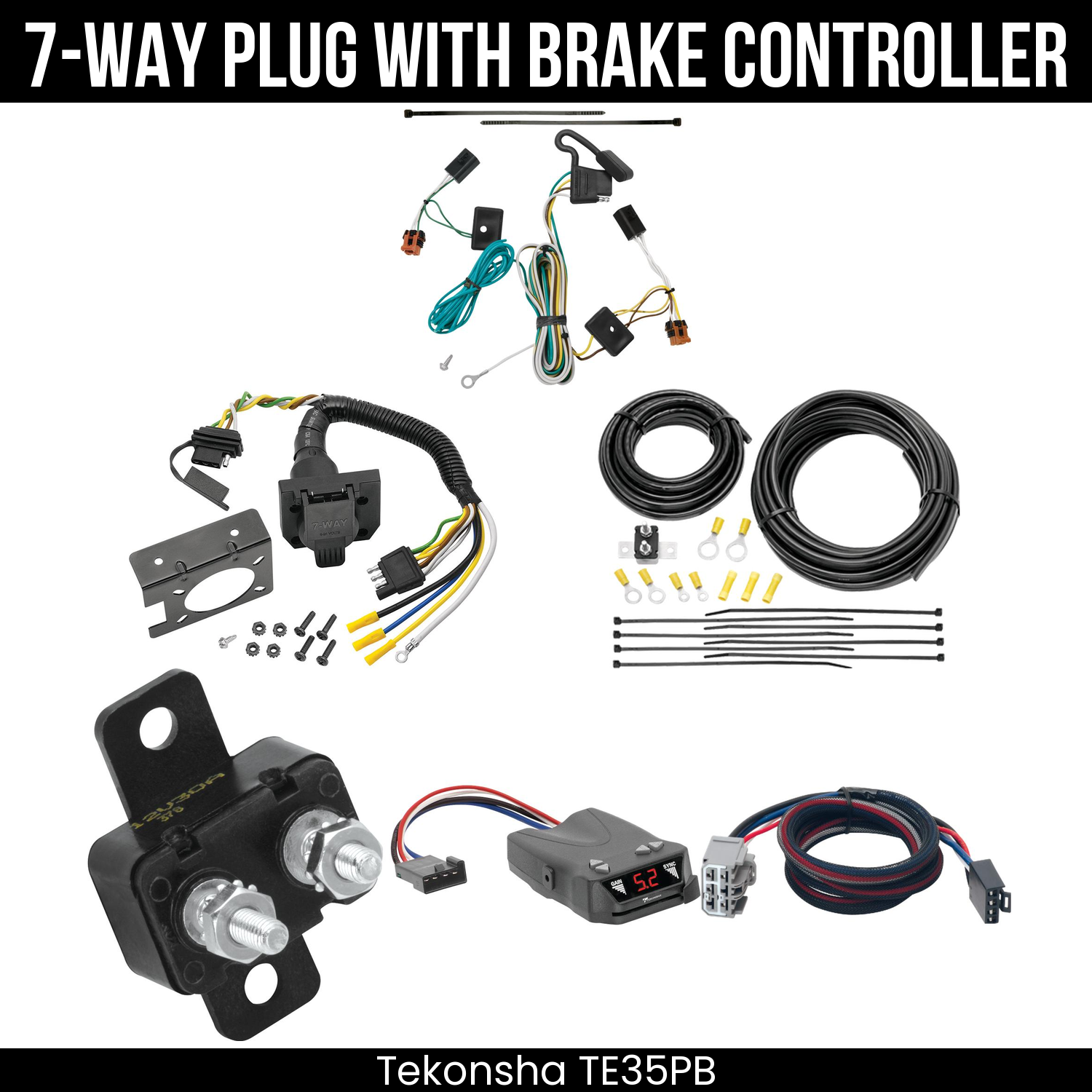 Trailer Wiring 7-Way Plug w/ Bracket , Tekonsha Brakeman IV Brake Control