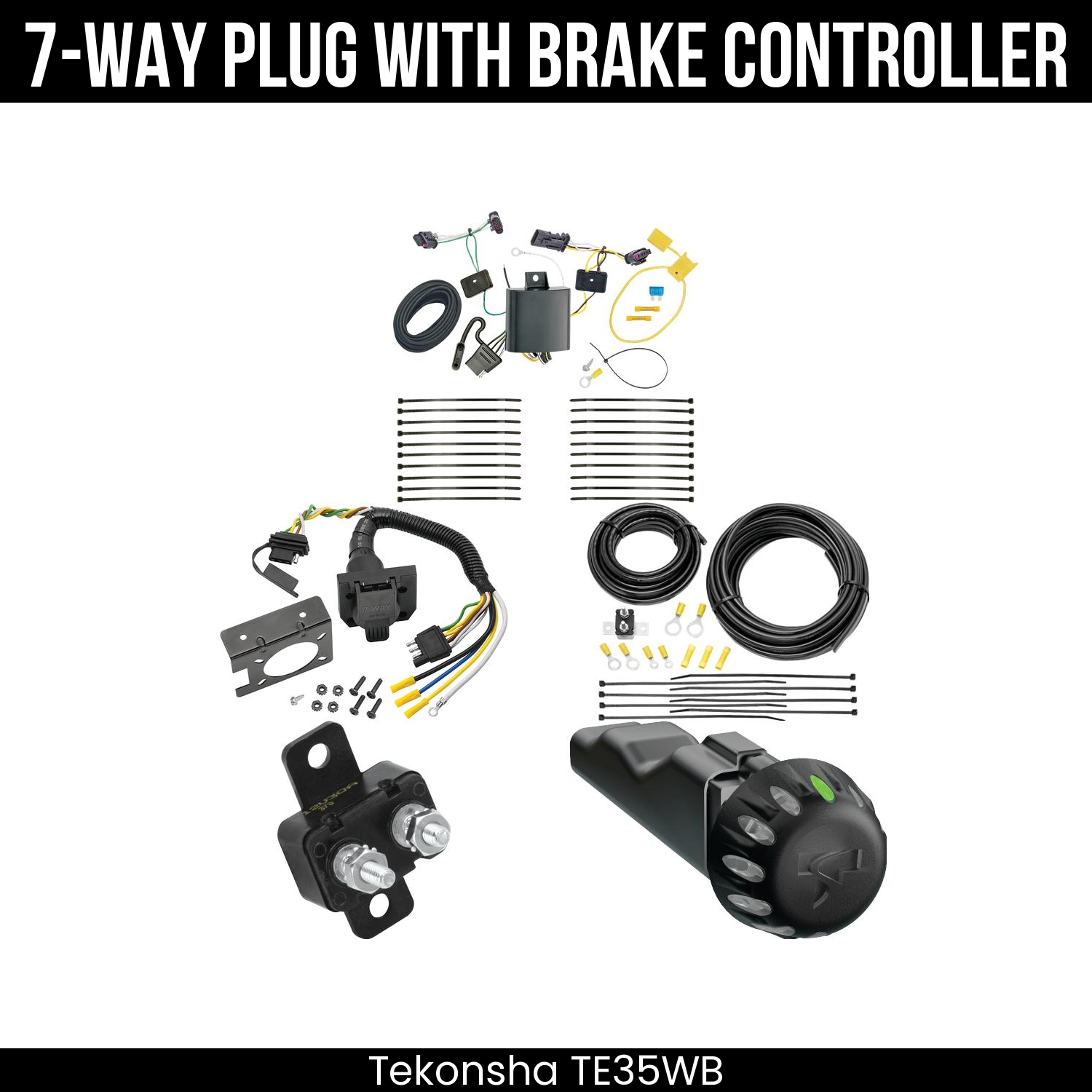 Trailer Wiring 7-Way Plug w/ Bracket , Tekonsha Voyager iD Smart Brake Control