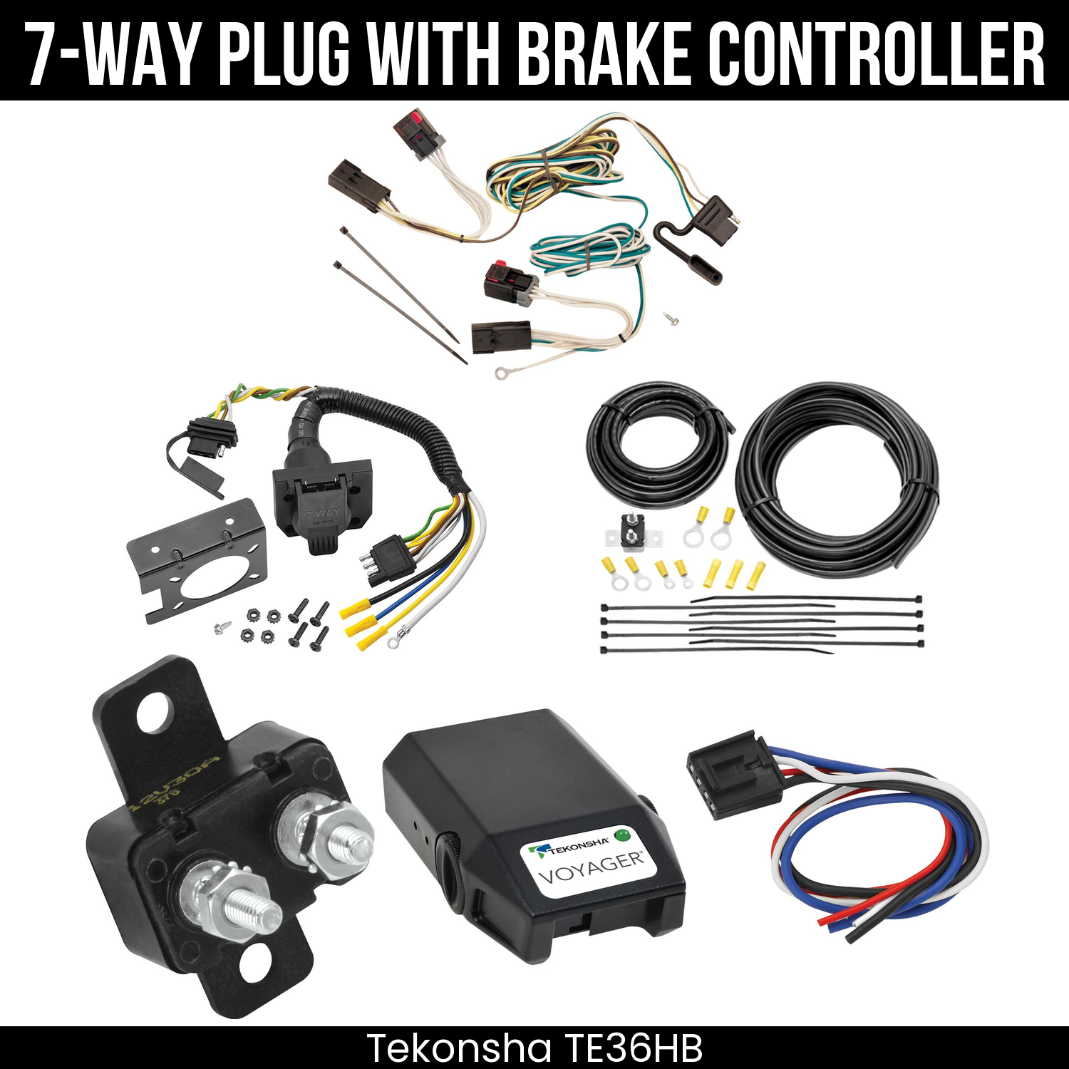 Trailer Wiring 7-Way Plug w/ Bracket , Tekonsha Voyager Brake Control